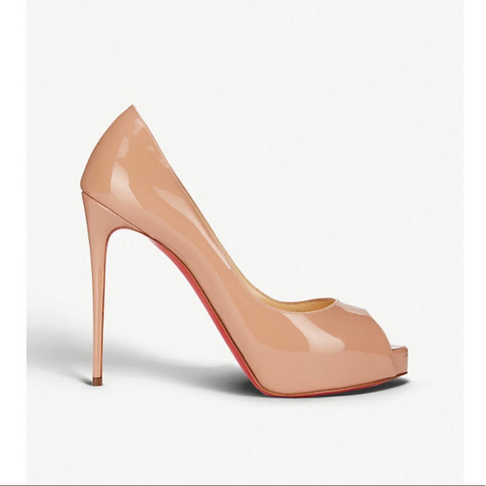 Louboutin Very Prive Patent Pump Peep Nude 39.5